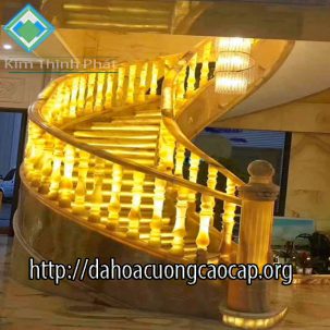 cầu thang đá hoa cương onyx